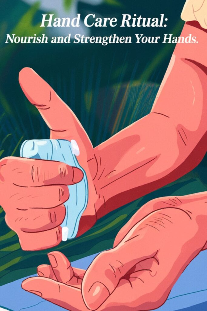 A close up of someone applying lotion and massaging their hands