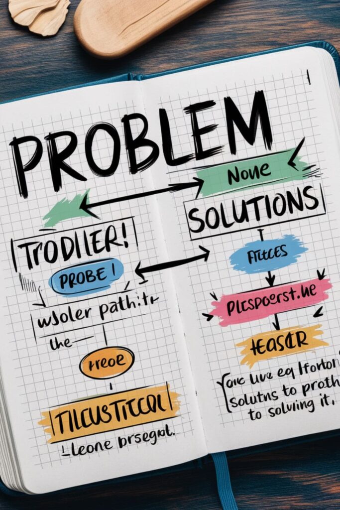 A journal showing a complex problem broken into smaller solutions
