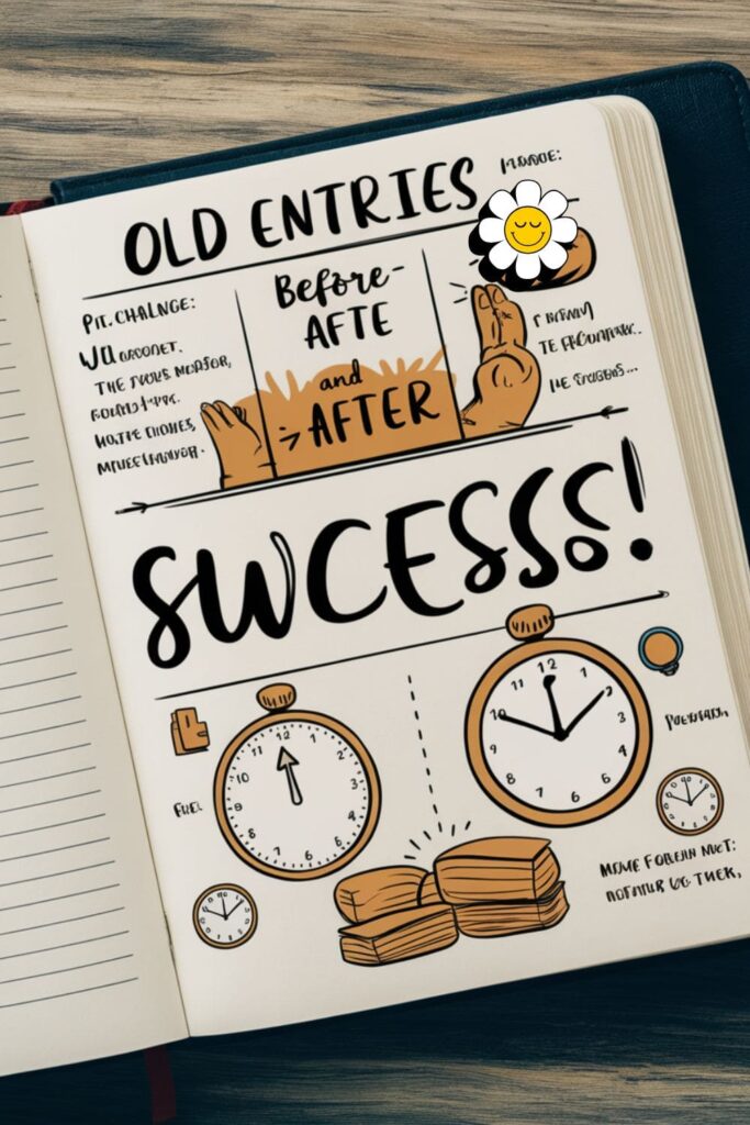 A journal with old entries and a transformed perspective on challenges