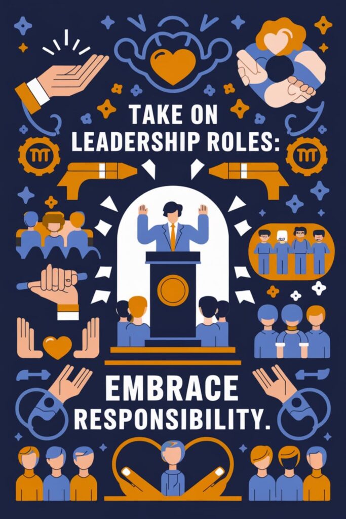 A person speaking at a podium with teamwork icons