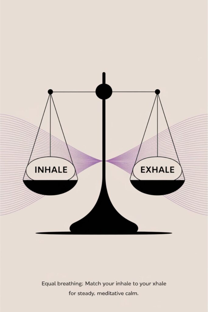Balanced scales symbolizing even inhale and exhale rhythms for relaxation