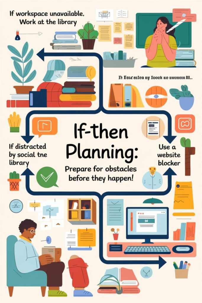 Flowchart showing solutions to common productivity challenges