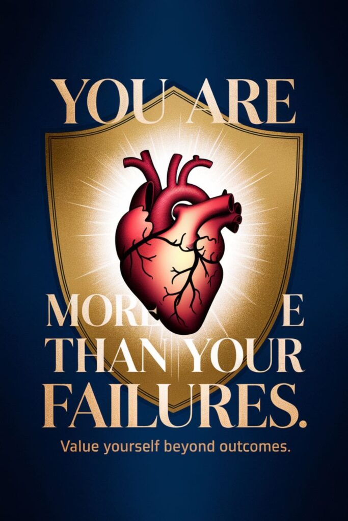 Heart inside a shield with text 'You Are More Than Your Failures.'