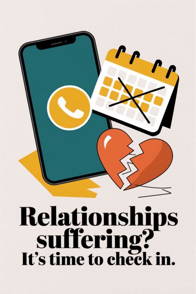 Illustration of missed calls and canceled plans, indicating relationship struggles