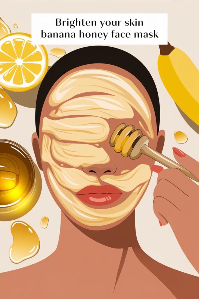 Person applying banana and honey mask to their face