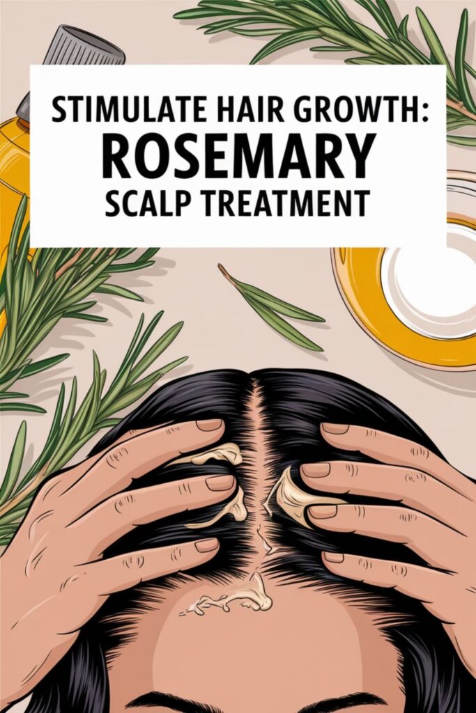 Person massaging coconut oil and rosemary oil into their scalp