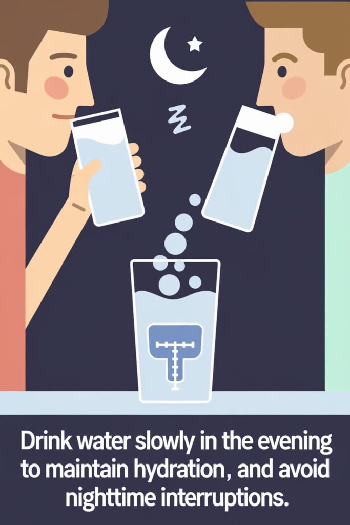 Person sipping water slowly in the evening to avoid disrupting sleep