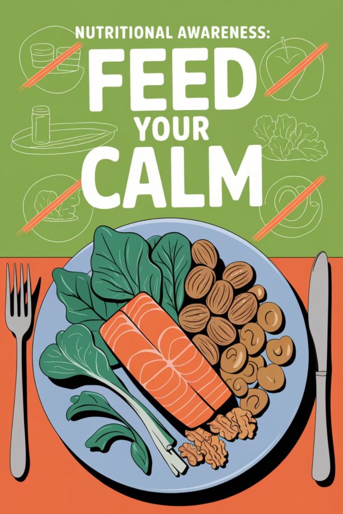 Plate of healthy foods like salmon and walnuts with sugary items crossed out