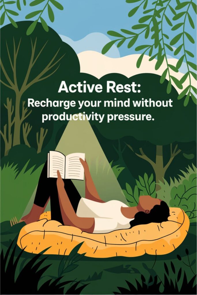 Someone relaxing on a cushion, journaling with calming light