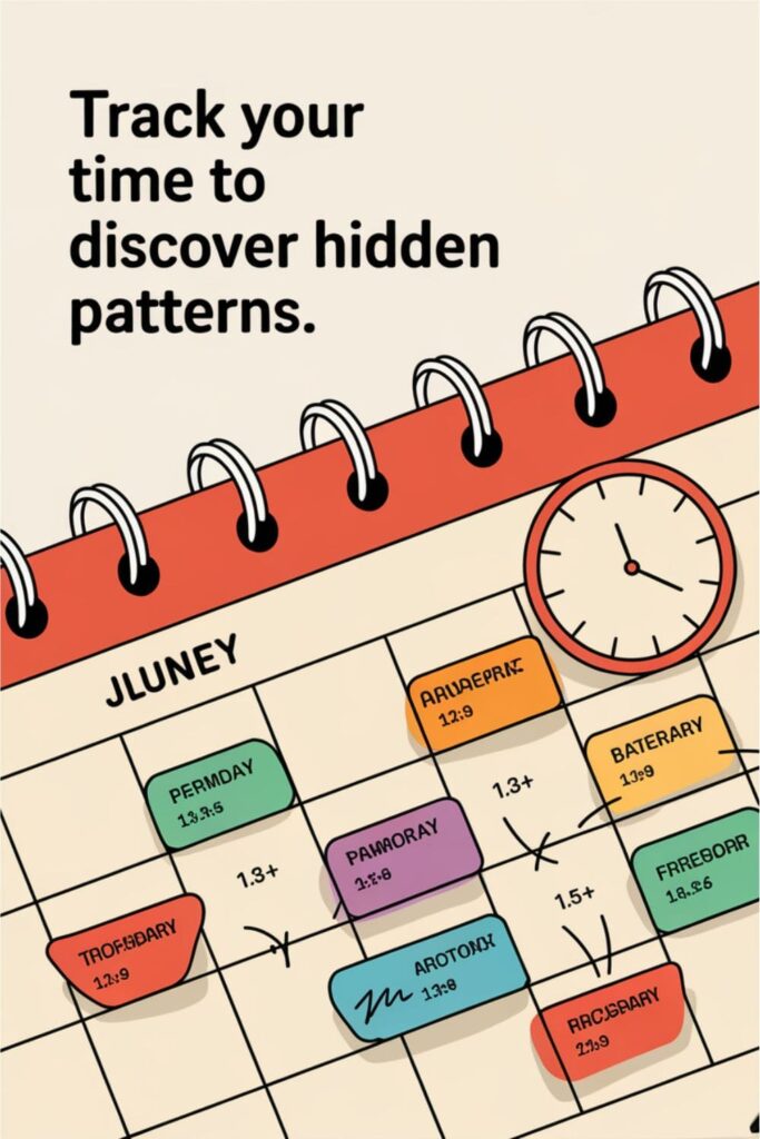 Time tracking on a calendar showing activities and time spent
