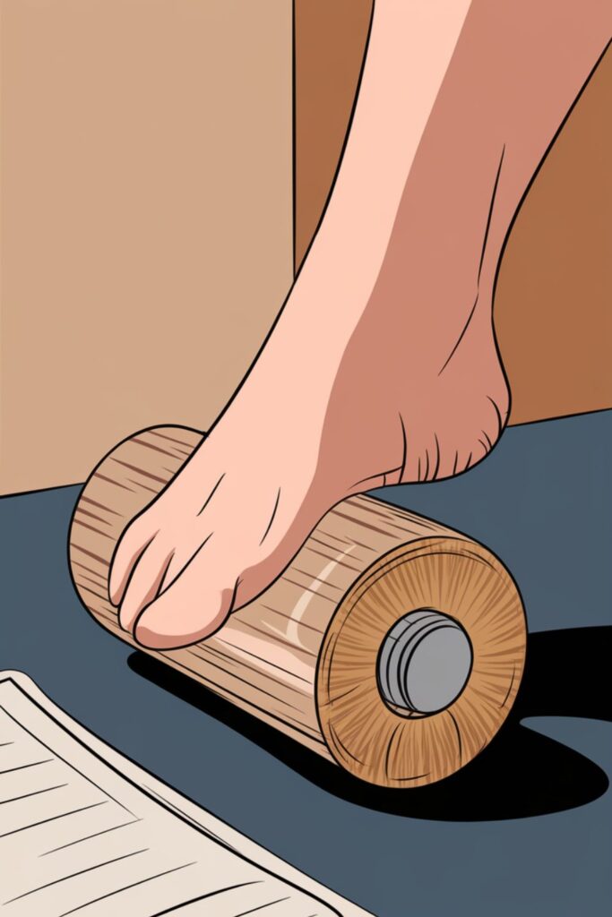 Wooden reflexology foot roller for tension relief